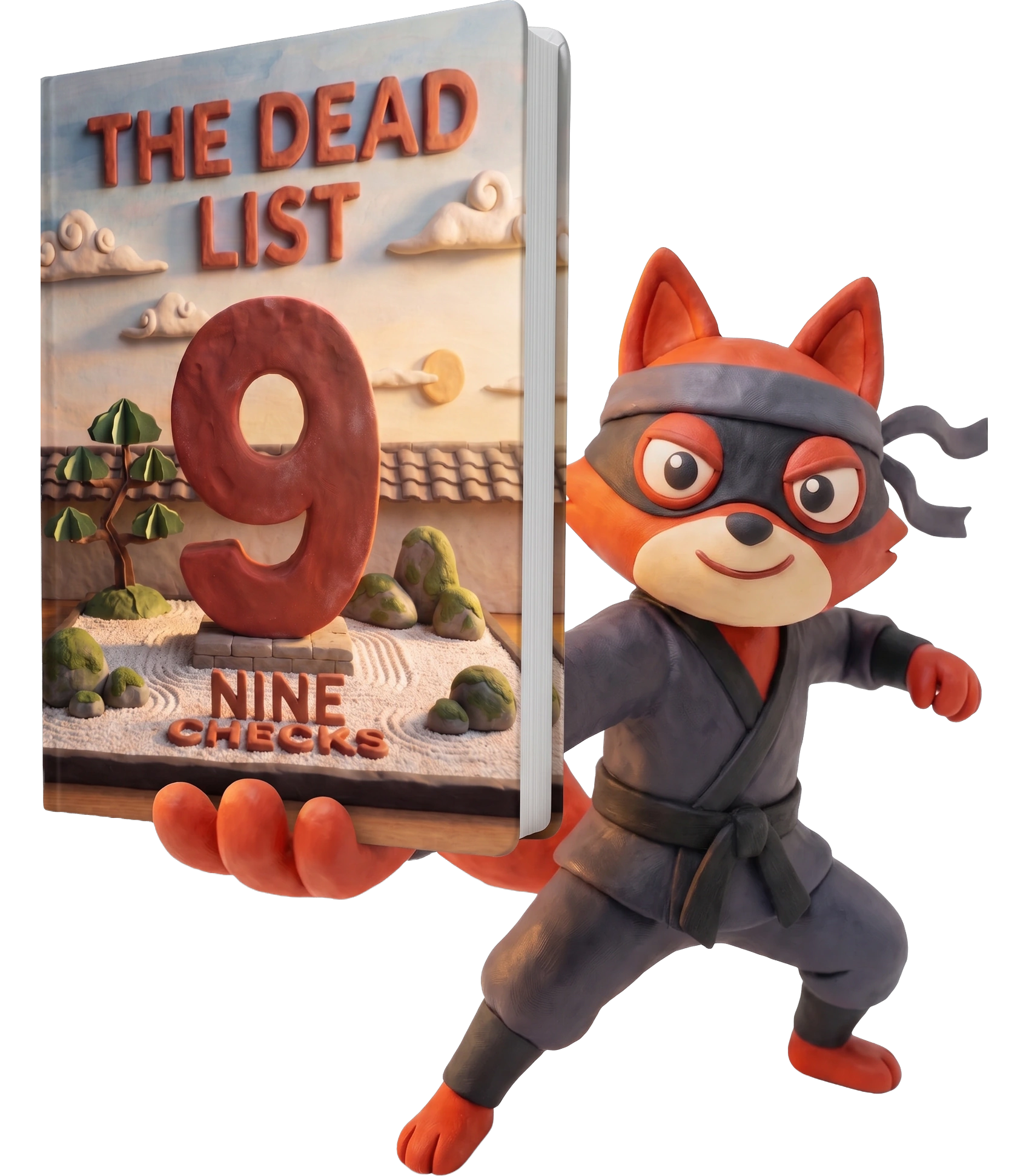 The Dead List field manual, held up by the Verifox fox